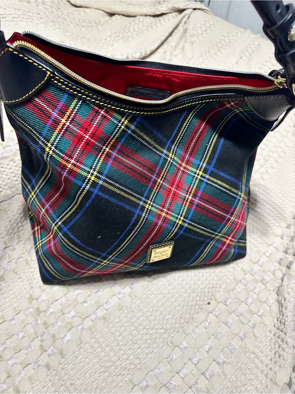 Dooney & Bourke Plaid Shoulder Bag with Red Interior - Picture 2 of 6